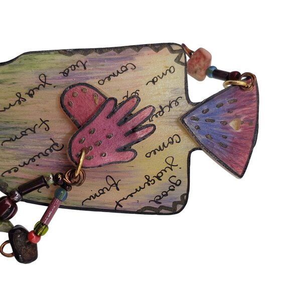 Handmade 90s Brooch Signed Artesian Silhouette Person Indie Pin City Urban - Picture 3 of 11